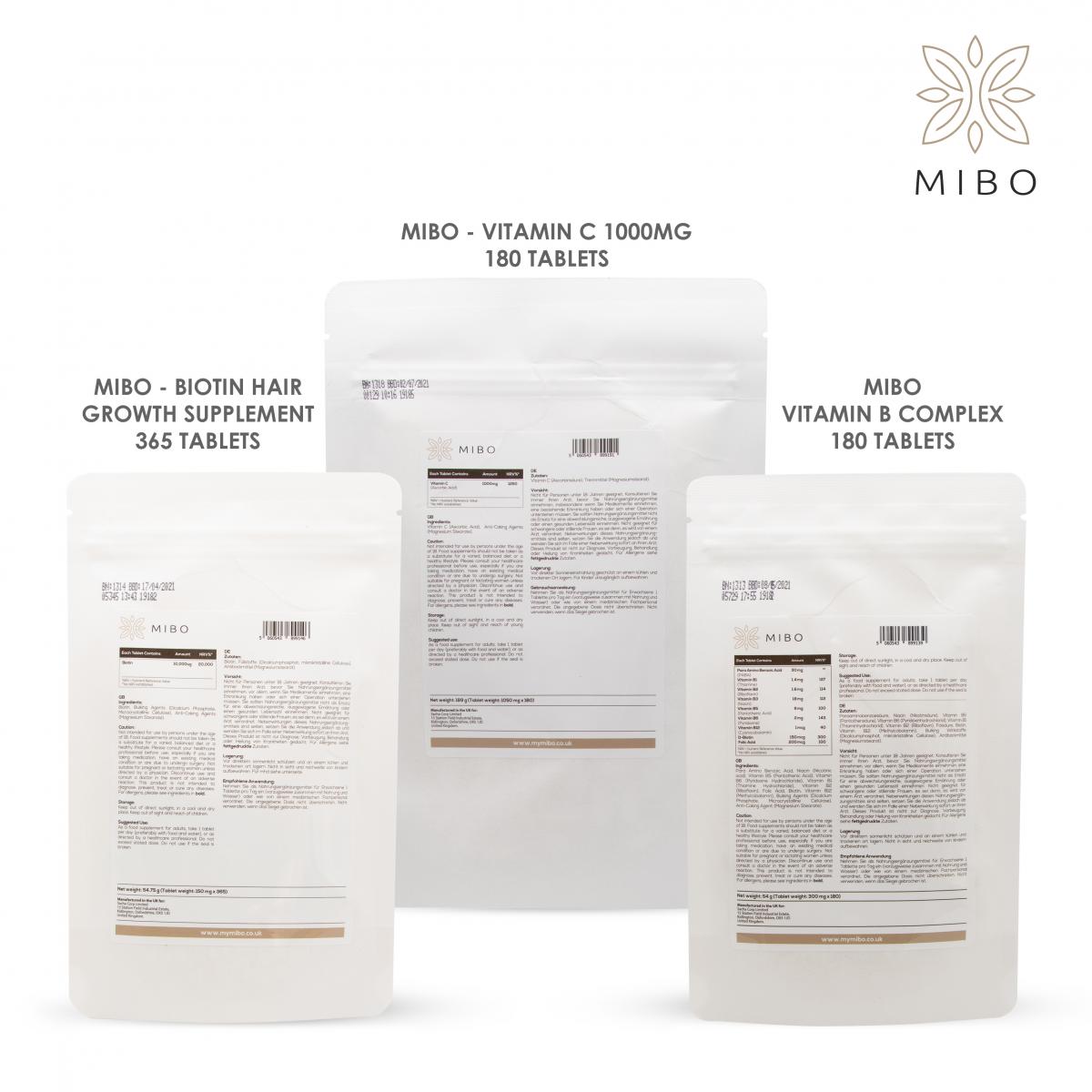 VITAMIN C + Vitamin B complex + Biotin Tablets Pack of 3 for beauty Bundle