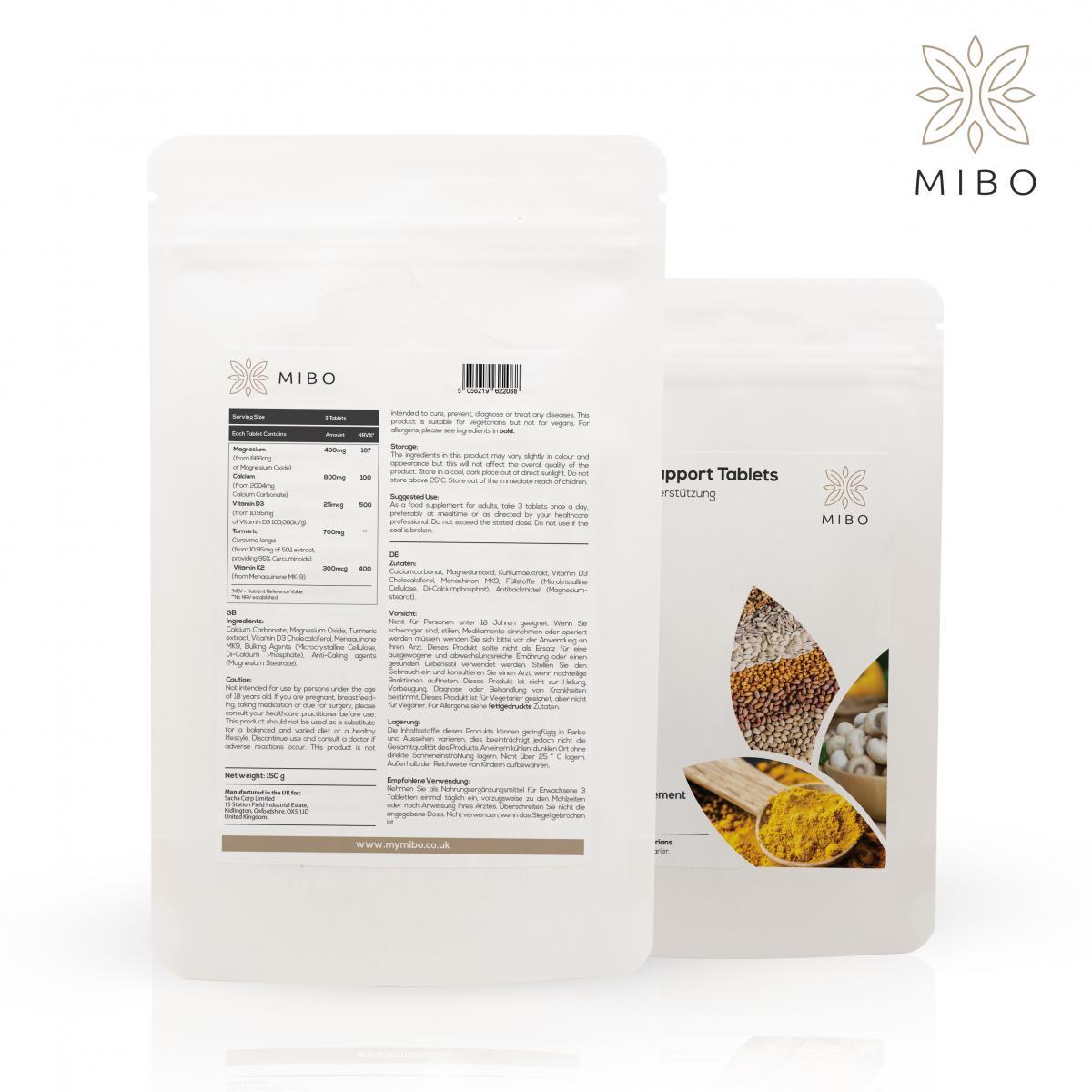 MiBo Strength Bundle - Vitamin K2 MK-7 100mcg + Magnesium Calcium Vitamin D3 K2 and Turmeric + Biotin 10000 mcg