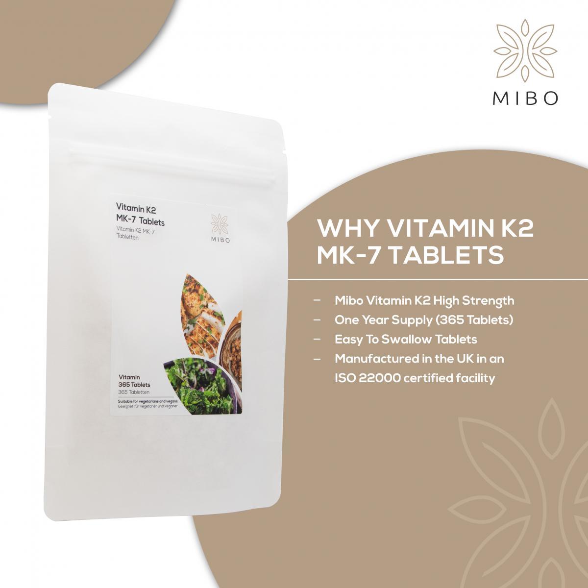 Vitamin K2 MK7 + Magnesium + Vitamin B12 Methylcobalamin Tablets pack of 3 by Mibo