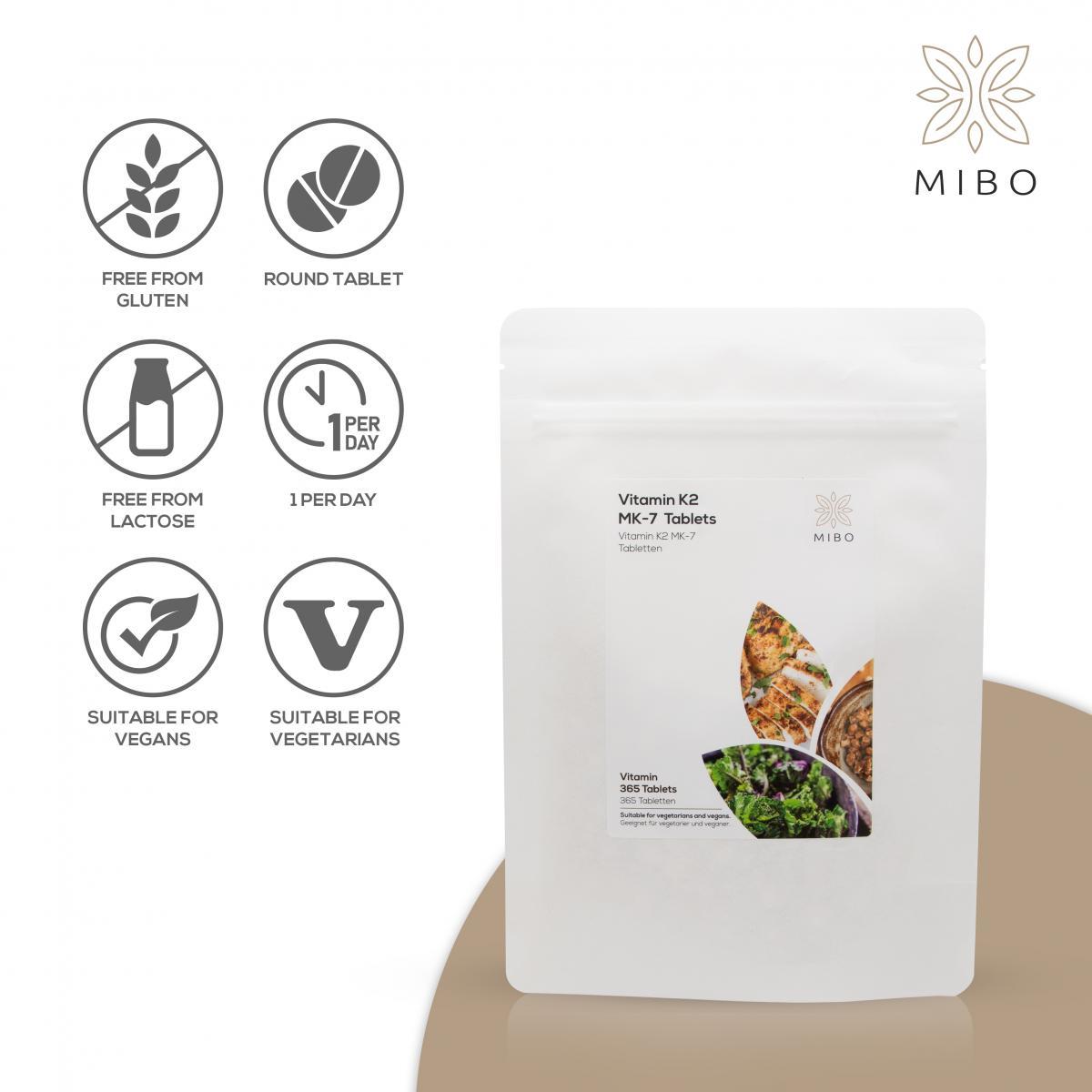 Vitamin K2 MK7 + Magnesium + Vitamin B12 Methylcobalamin Tablets pack of 3 by Mibo