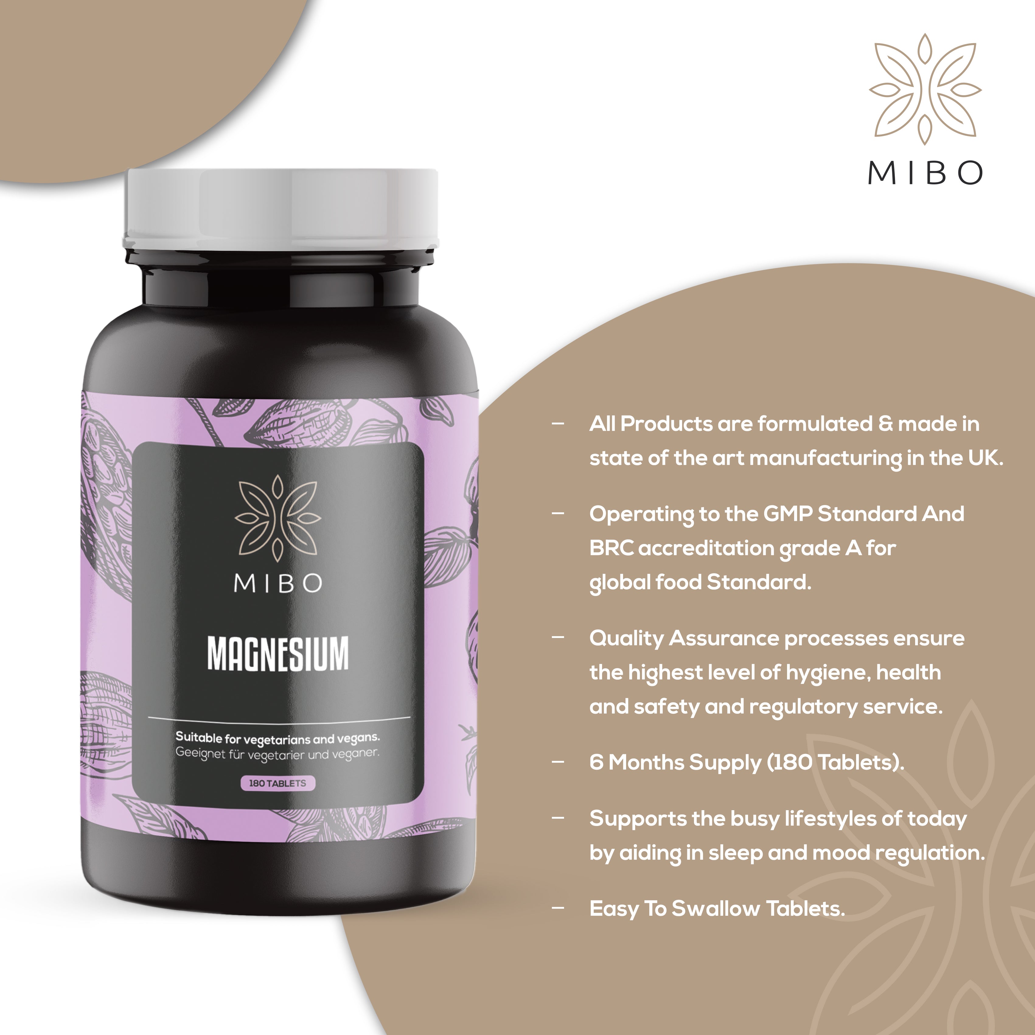 MiBo Daily Supplement, 180 Vegan Tablets, Vitamin B Complex, Bio Cultures, Magnesium
